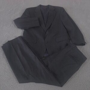 VTG Jos. A. Bank 2-Piece Suit Mens 44R Pants 34x31 Herringbone Wool Pleated 90s